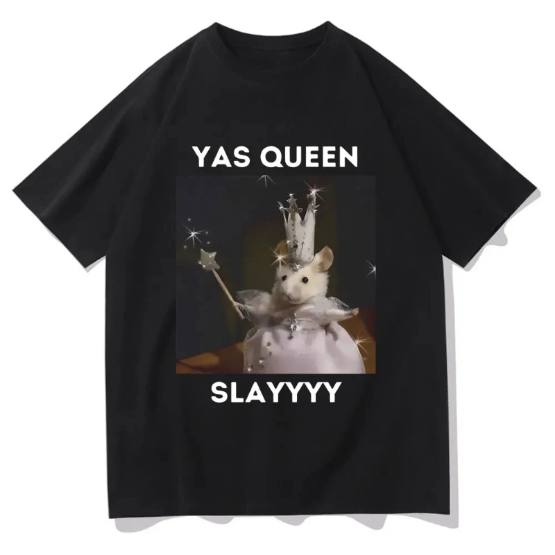 Queen Street Fashion - T-shirt divertente con hamster triste, Yas