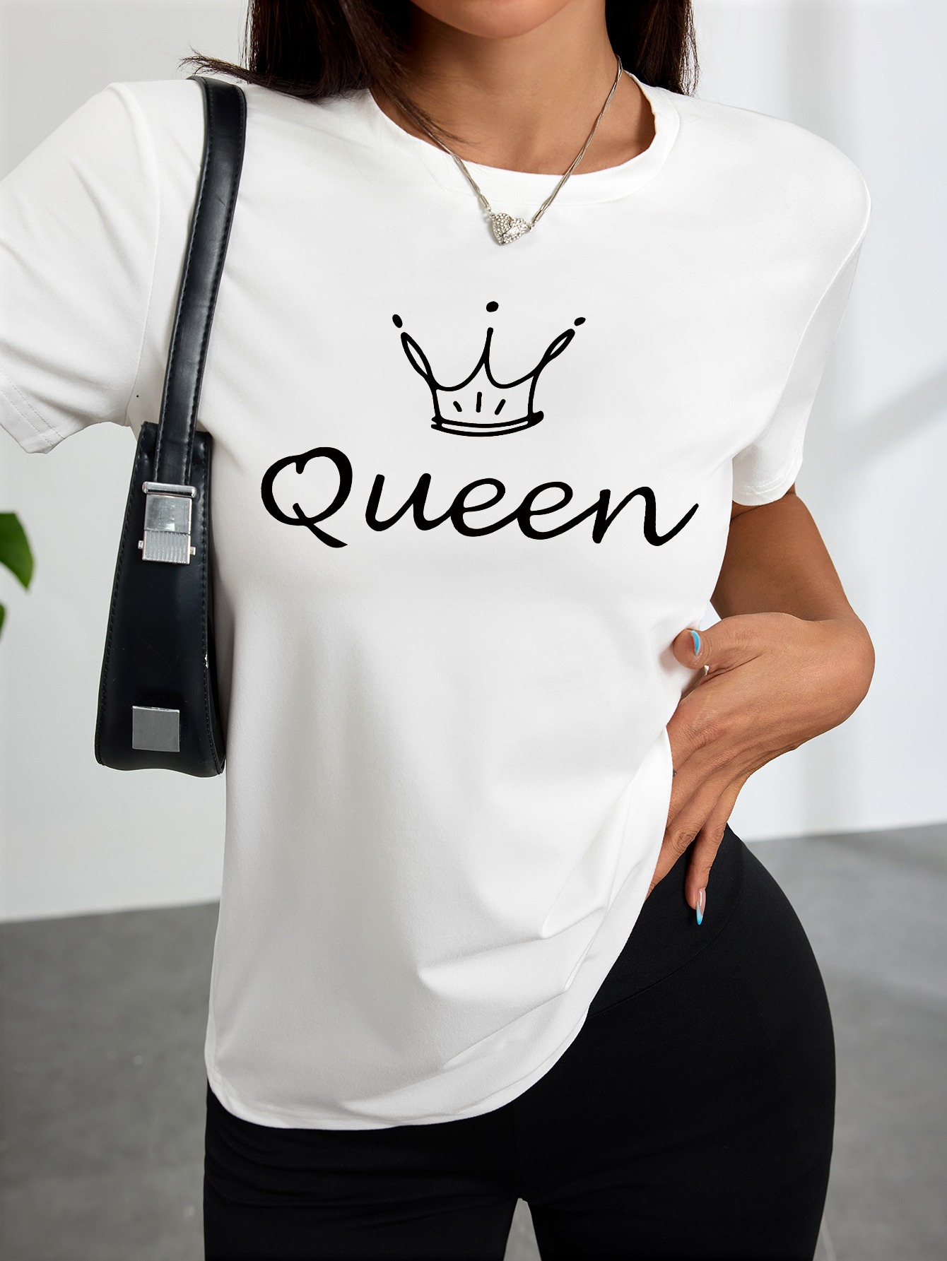 Queen Street Fashion - T-shirt bianca da donna con stampa