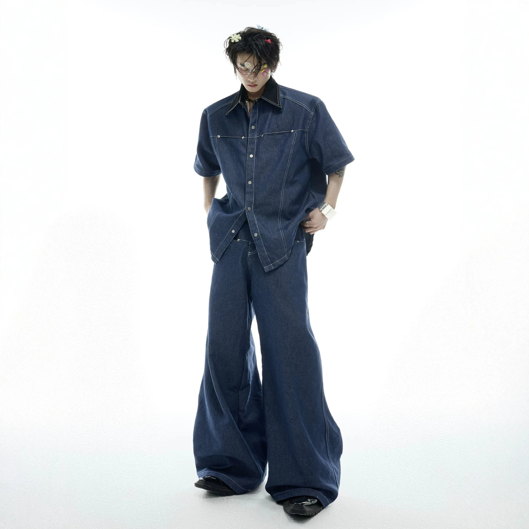 Street Fashion Jeans Men - Completo Estivo da Uomo in Denim,