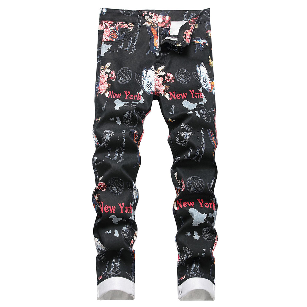 High Street Fashion New York - Jeans da Uomo con Stampa Digitale,