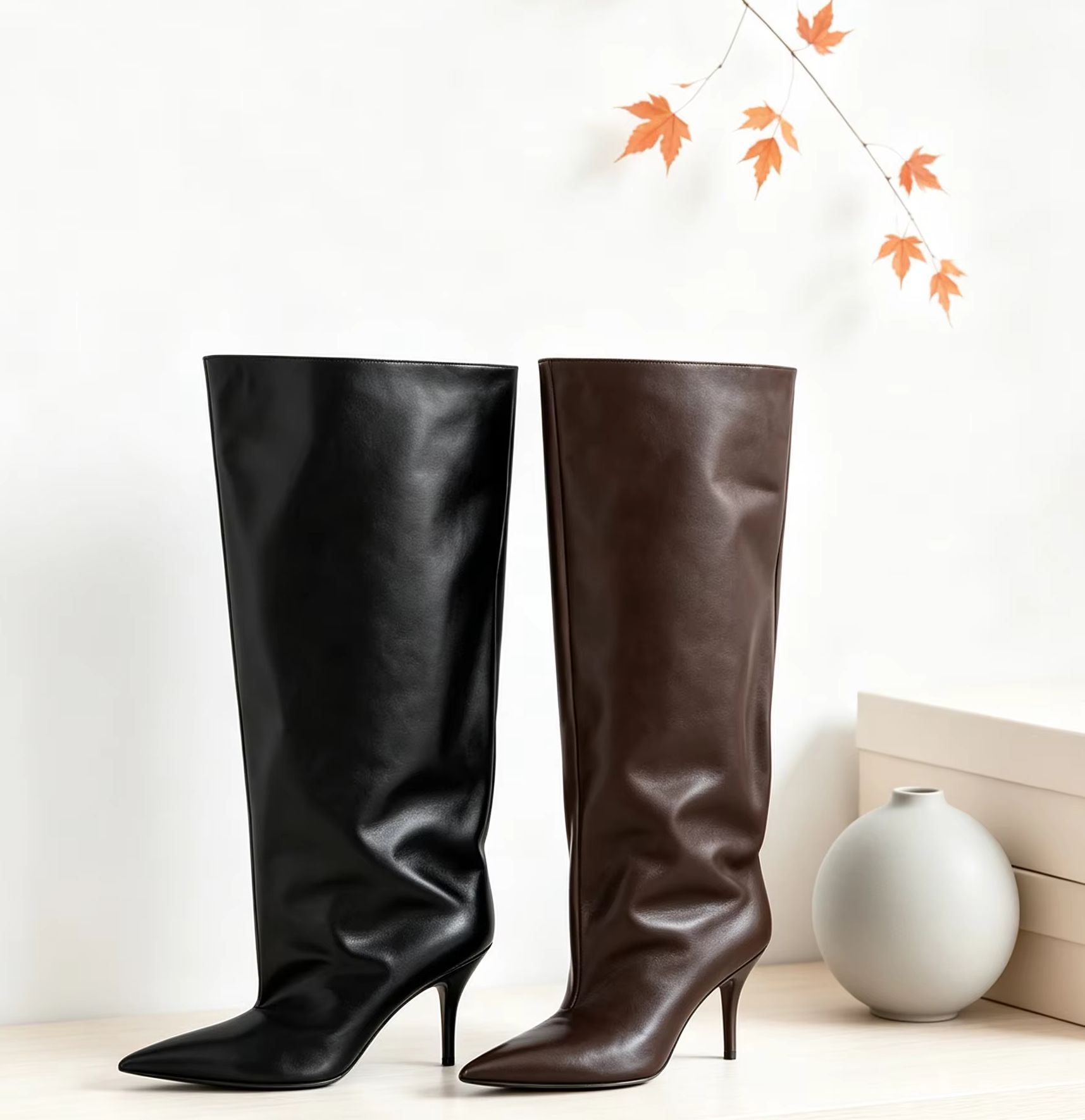 Street Fashion Lady - Stivali alti al ginocchio con polsino