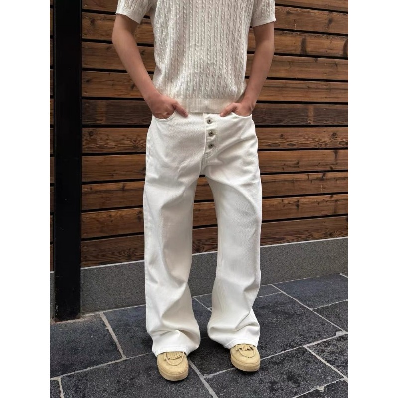 Street Fashion Jeans Men - Jeans bianchi a gamba larga da