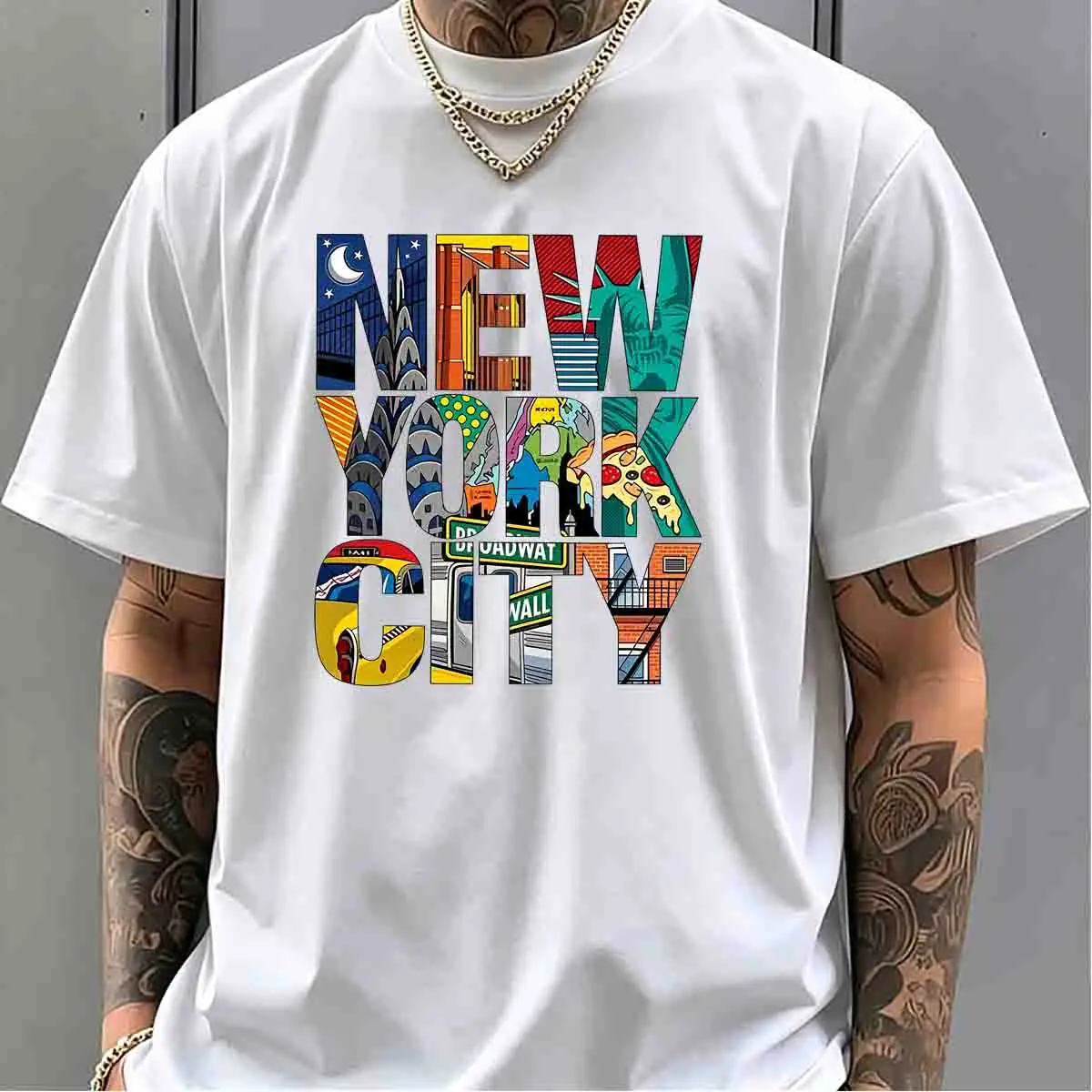 High Street Fashion New York - T-shirt da uomo con stampa New