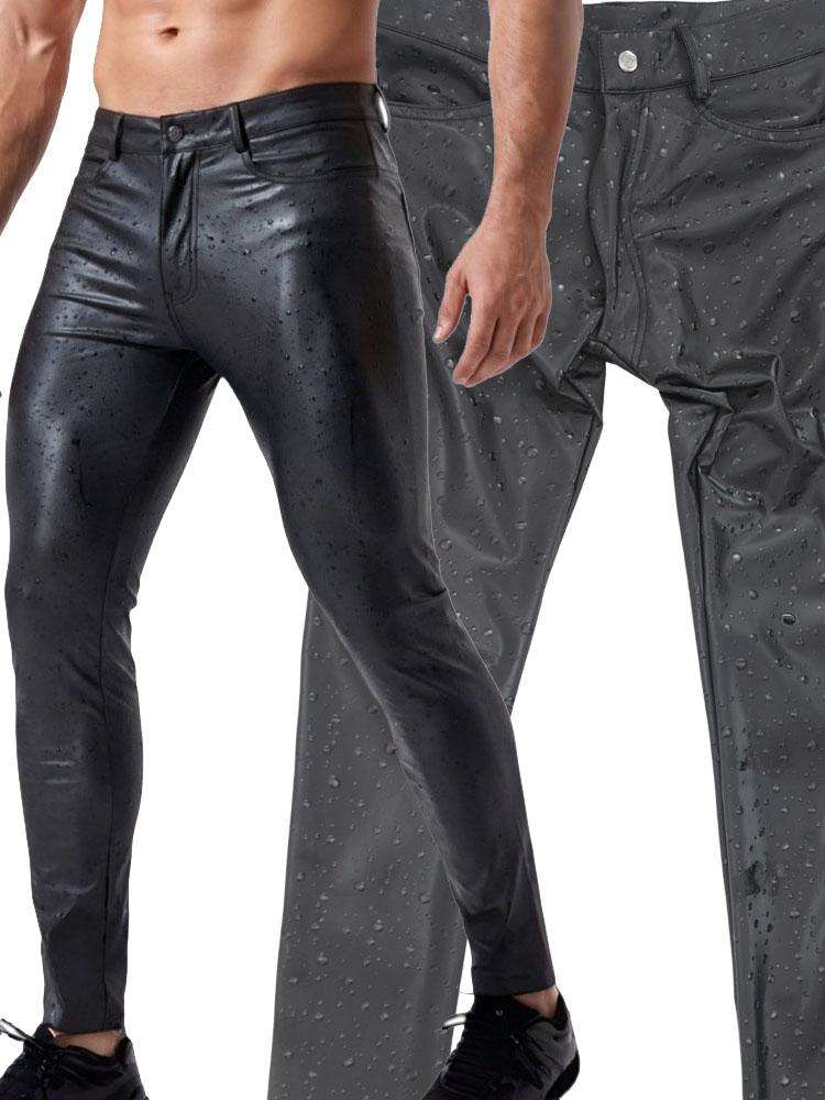 Street Fashion Jeans Men - Pantaloni in Pelle PU Elastica con