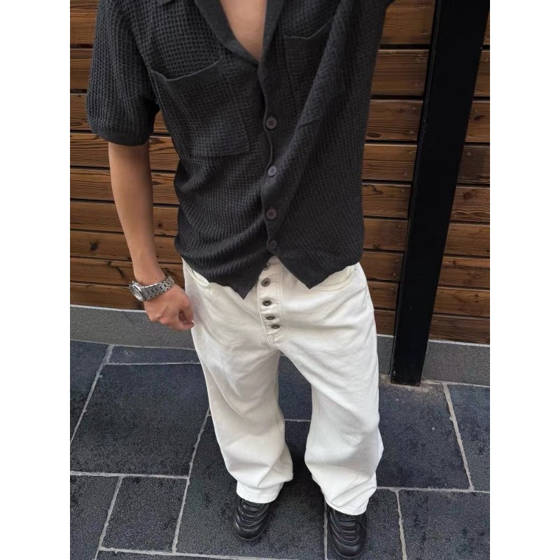 Jeans bianchi a gamba larga da - Street Fashion Jeans Men recensione e prezzo
